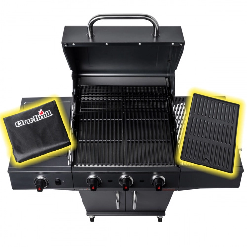 Чехол для гриля и чугунная плпнча в комплекте. Газовый гриль Char-Broil Performance Power Edition 3B
