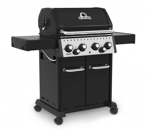 Большой газовый гриль с закрытым шкафом и горелкой для вертела. Broil King Crown 490