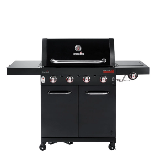 Char Broil Professional Core 4B. Панели крышки из эмалированной стали.  Конфорка в правом столе