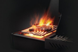 Боковая горелка Боковая инфракрасная горелка Sizzle Zone с фирменной решеткой Wave из литой нержавеющей стали. 