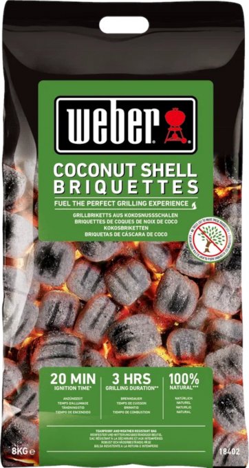 Угольные кокосовые брикеты Weber 180 минут 8 кг