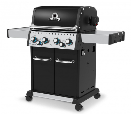 Broil King Baron 490. Черный цвет. Крышка 2-х слойная. Верхняя панель - эмаль